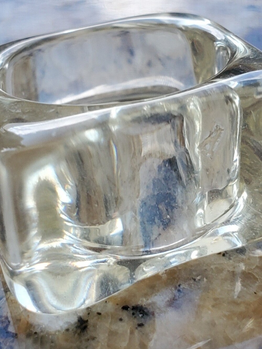 Clear Resin Glass Sculptural Ring